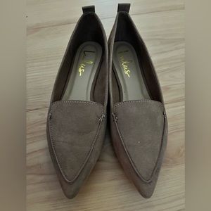 Brand New! Tan suede slip on flats. Lulus 7.5